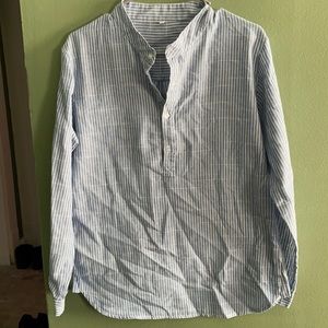 Blue and white casual blouse